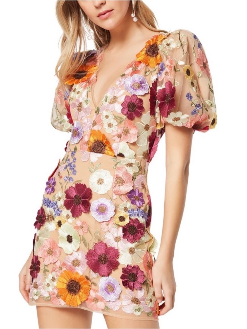 Elliatt Floral Embroidered Mini Dress - Multicolor